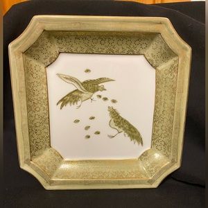 Vintage Chinoiserie Green and Gold Catchall